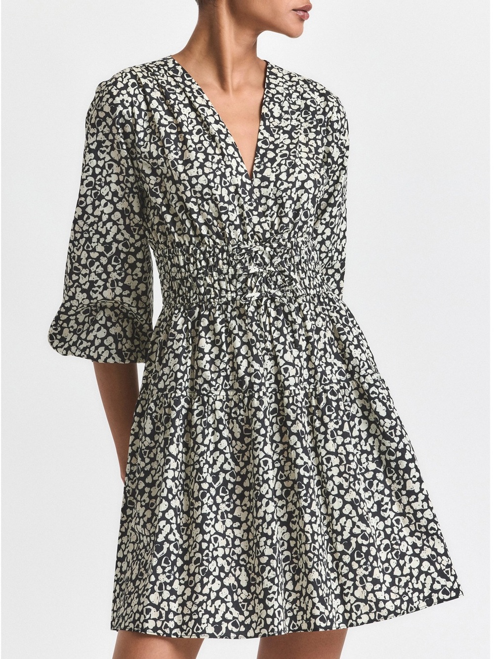 NWOT - Derek Lam 10 Crosby Black Hearts Emma V Neck Cotton Dress - Size 0